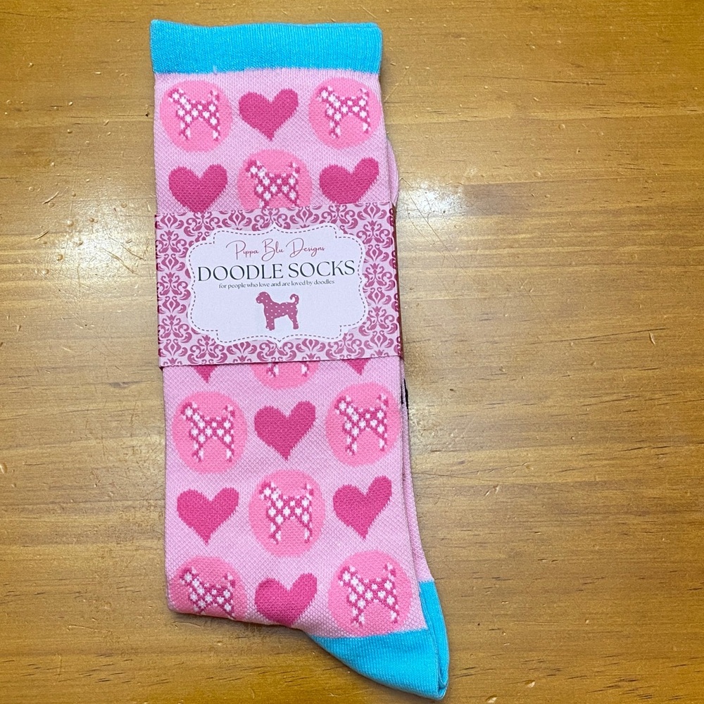 Pink and Blue Doodle Socks